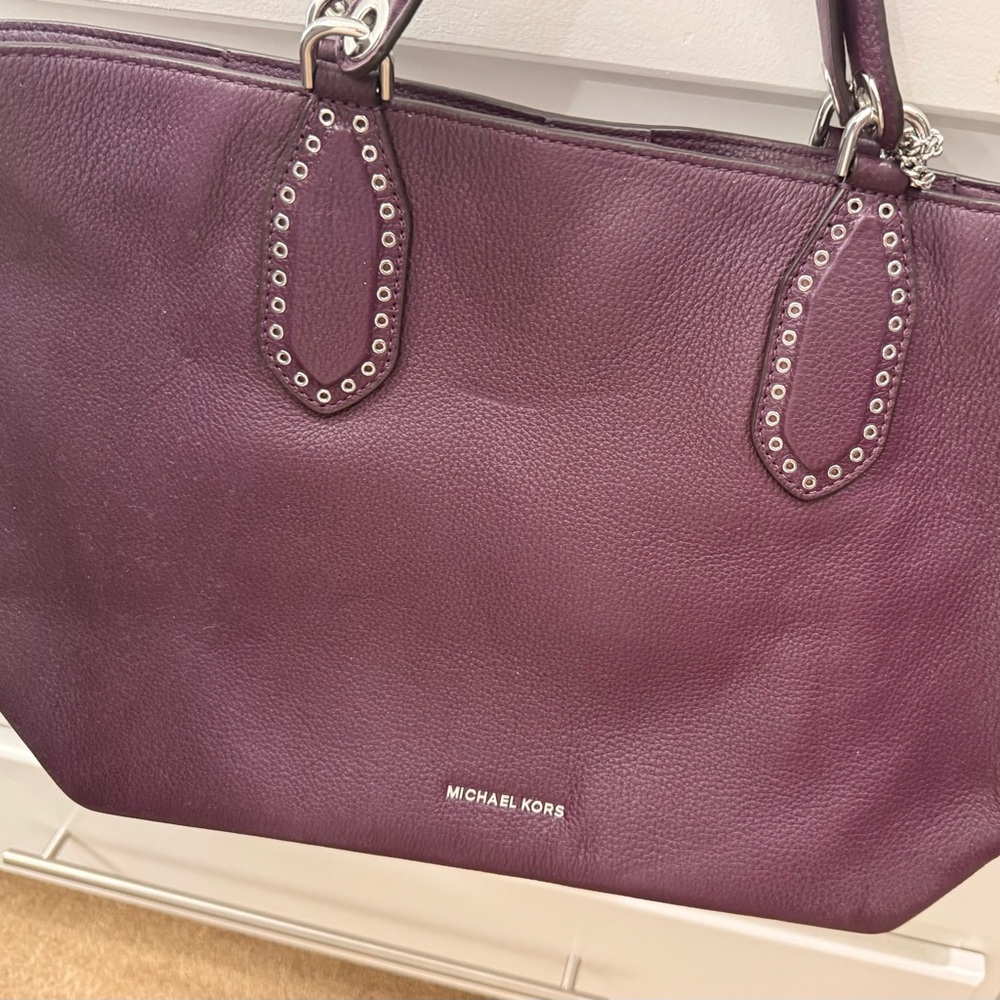 Michael Kors Purple Tote with Silver Accents